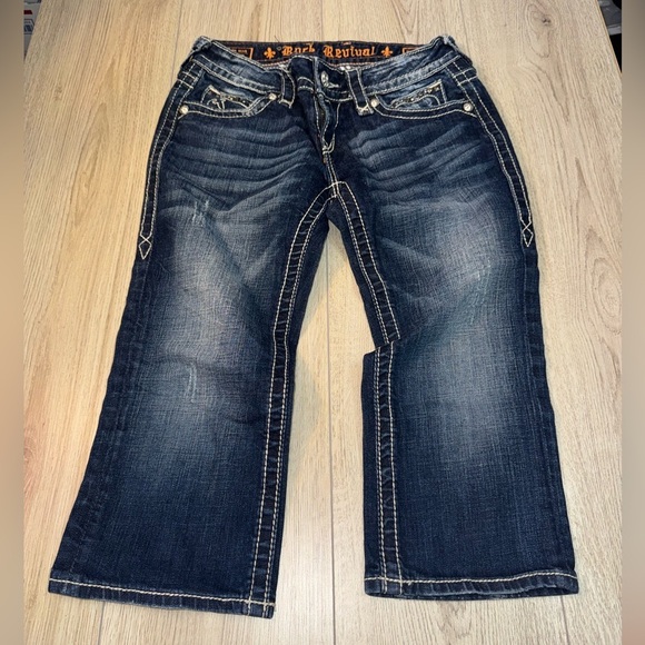 Rock revival noelle capri crop cropped Women's Blue Jeans denim - Picture 4 of 7
